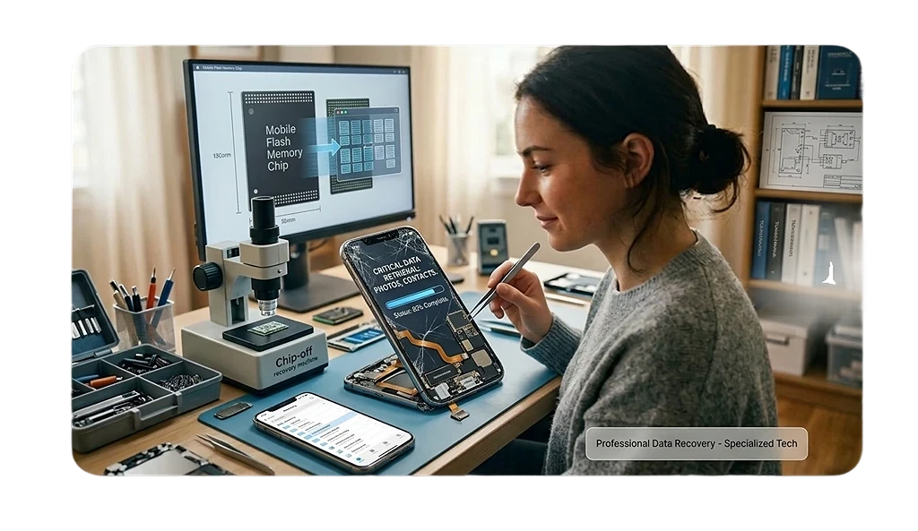 Phone data recovery technician specialized tech.