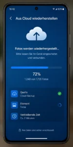 Android Smartphone mit Cloud Backup Wiederherstellung gelöschter Fotos und Dateien